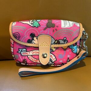 Dooney & Bourke Disneyland Pink Wristlet Clutch with Leather Trim